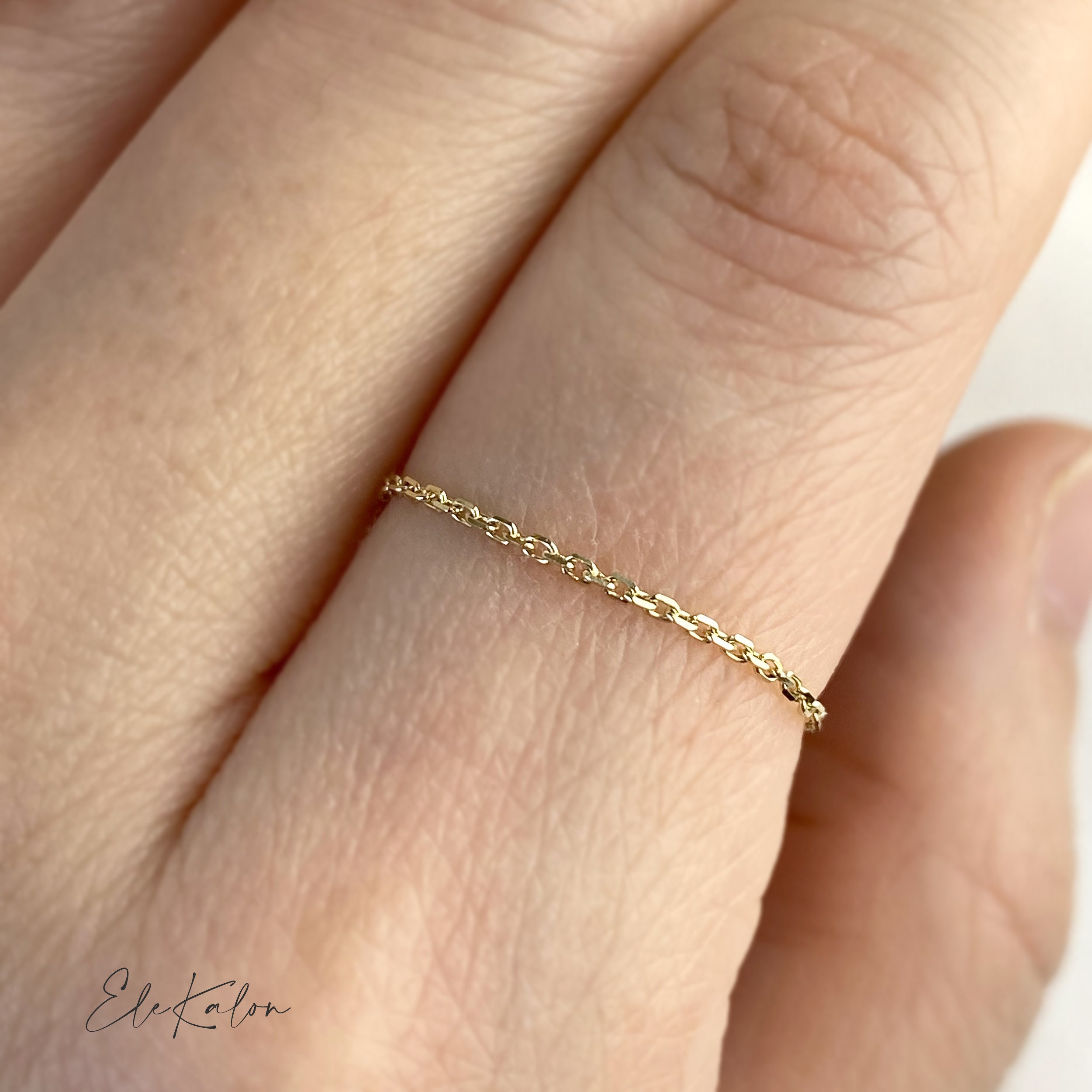  Elegant jewel box Women Chain ring in solid Gold 9k