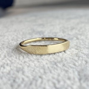 14K Gold Personalized Signet Ring: Dainty Initial Engraved Ring