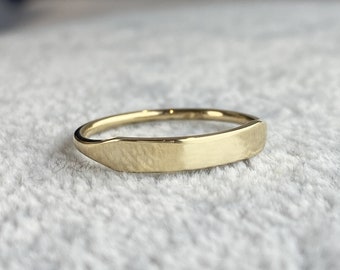 14K Gold Personalized Signet Ring: Dainty Initial Engraved Ring