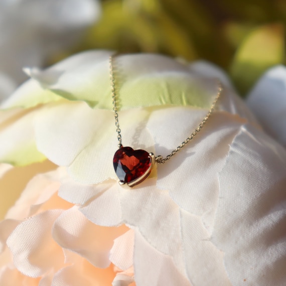 Garnet heart on sale pendant necklace