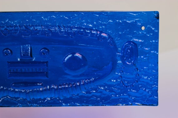 ELME Sweden Glass Plaque Pirate Blue Sun Catcher … - image 6