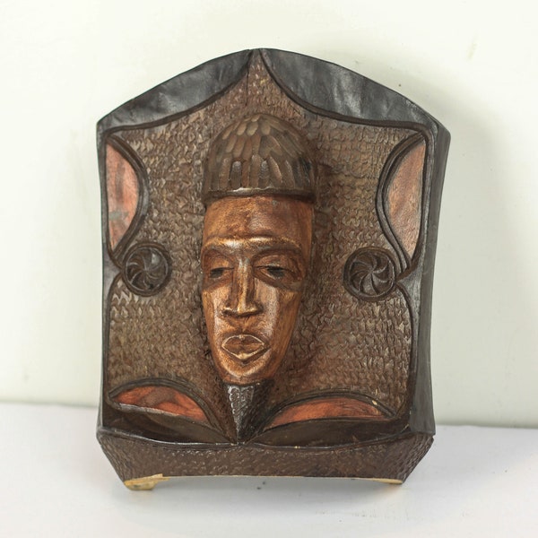 Masque tribal mural en bois sculpté peint à la main | Selency