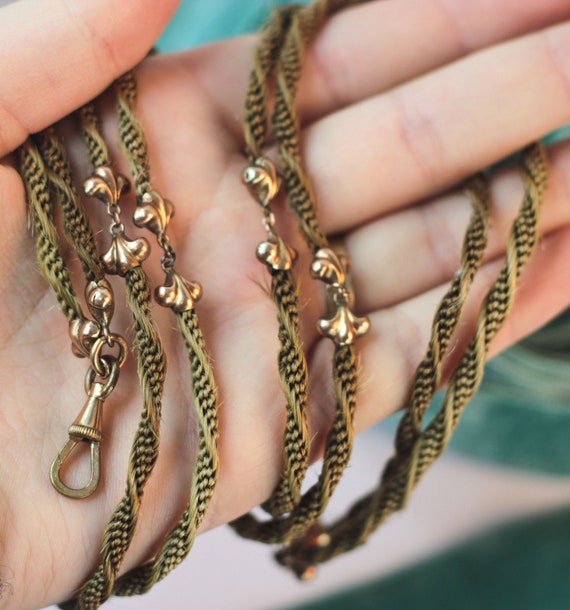 Victorian Woven Hair Muff Chain Guard 