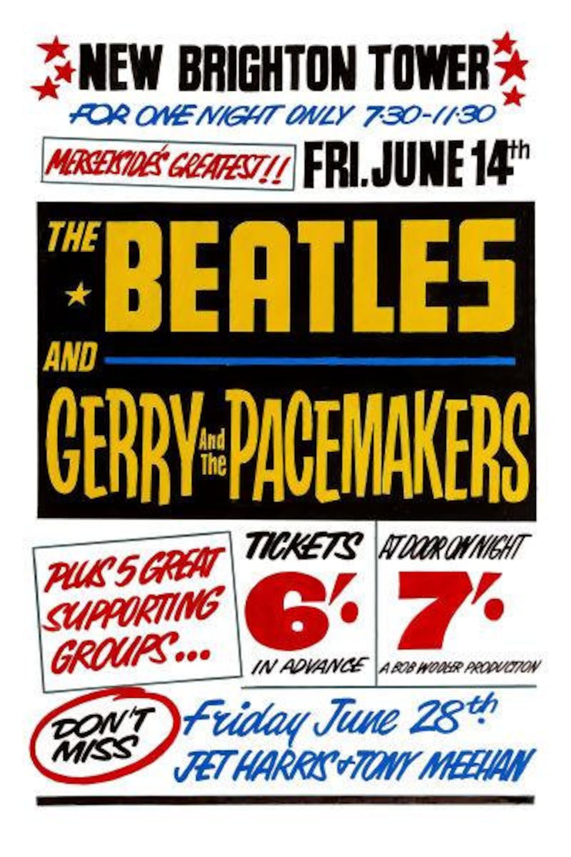 The Beatles Poster Tower Ballroom Concert A4 Print Vintage image 1