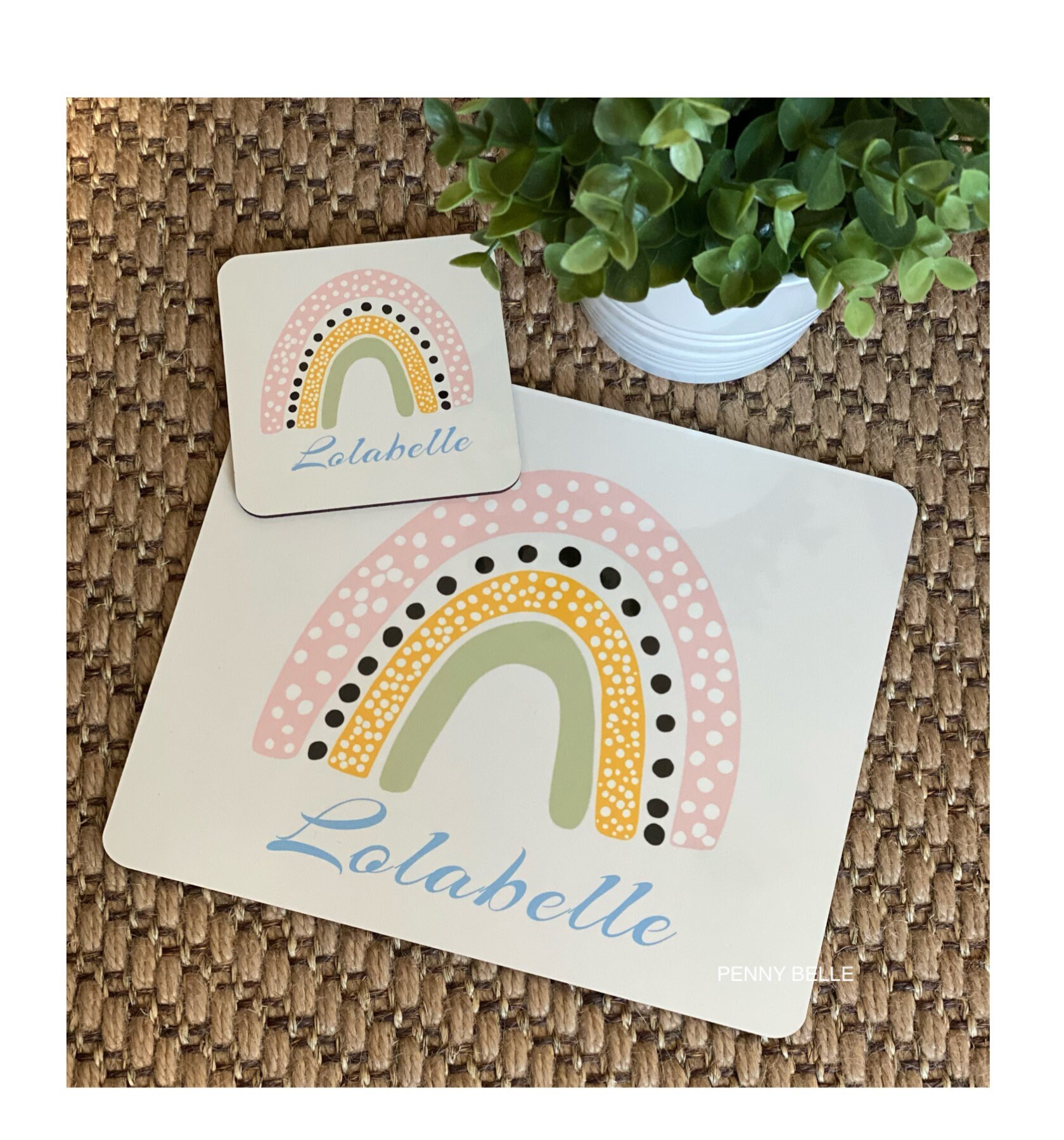 Personalized Placemat, Kids Placemat, Rainbow Placemat, Childs Placemat