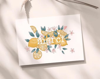 Carte illustrée "Merci" avec enveloppe