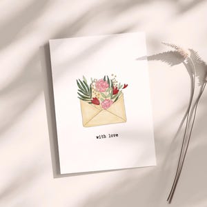 Carte aquarelle "With Love" avec enveloppe