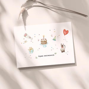 Carte illustrée "Joyeux Anniversaire" avec enveloppe