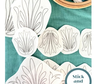 Greek branches palmetto stick and stitch. Inspired by Classical Greek Motifs. Embroidery patches. Customise. Handmade transfer. DIY crafts.