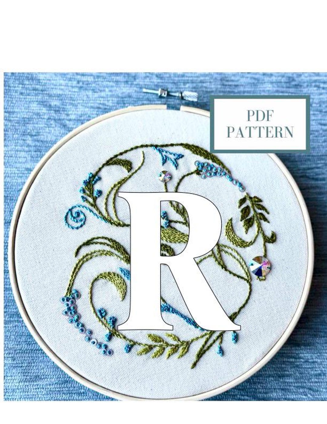Embroidery PDF File, Letter R Gift, Embroidery Tutorial, Embroidery ...