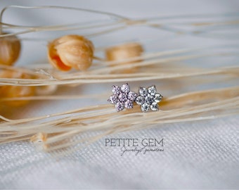 Moissanite gold flower stud earrings