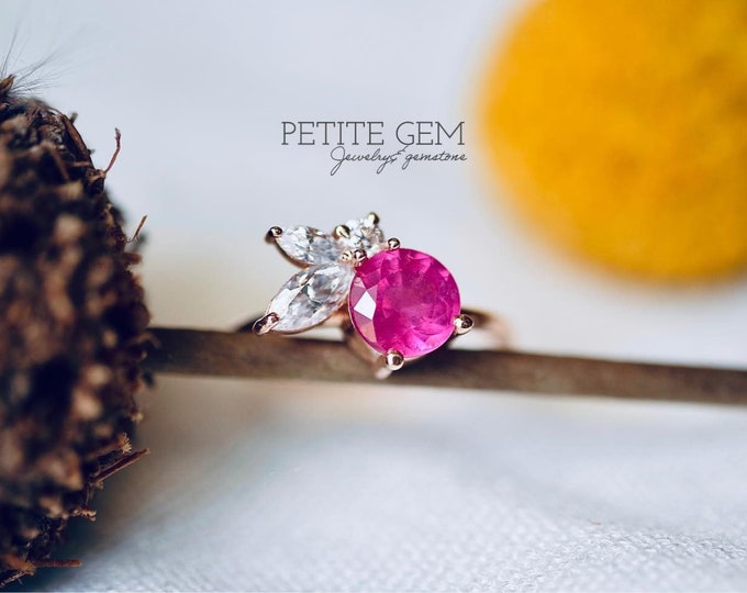 Handcrafted Natural Ruby Moissanite Multi-Stone Gold Ring - A Unique and Sparkling Statement Piece