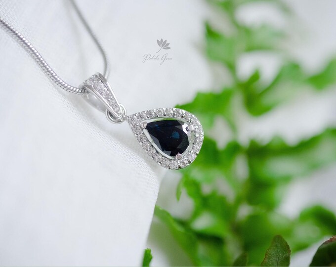 Luxury Sapphire Moissanite Water Drop Pendant - 6x8mm Stone, Chain Not Included
