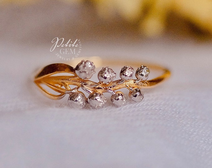 Lily of the valley moissanite solid gold ring