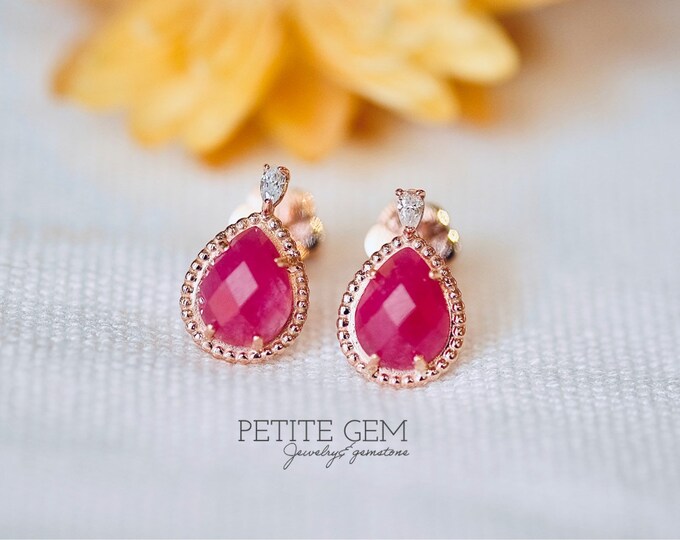 Handcrafted Natural Ruby Moissanite Stud Earrings - Timeless and Elegant Jewelry for Any Occasion