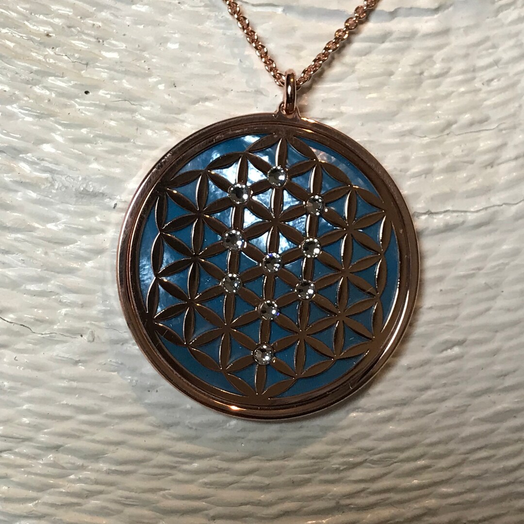 JO WISDOM Collana di Fiore della vita Argento 925 Donna,Ciondolo con Catena con Placcato in Oro Giallo