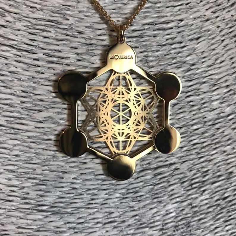 Metatron in oro 24 carati su argento 925 e madreperla naturale, ciondolo spirituale con geometrie sacrée e collana, per yoga e meditazione image 8