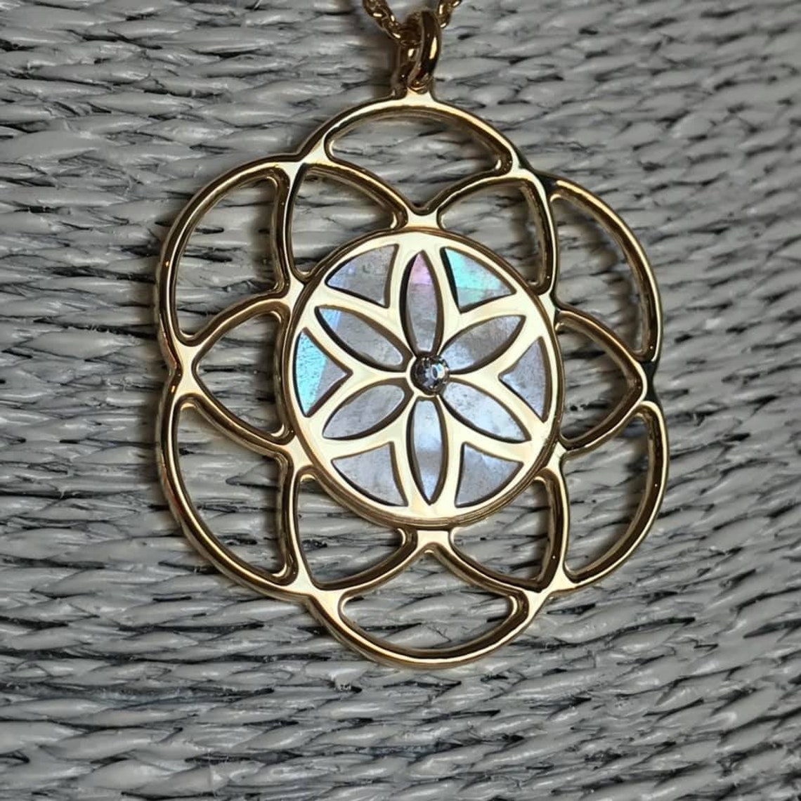 81stgeneration Collana Donna In Argento 925 Con Ciondolo Seme Della Vita | Gioiello Geometria Sacra Mandala | Catena 46 Cm Regalo Con Panno