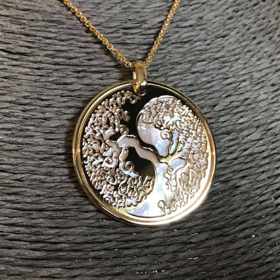 Aden Ciondolo Albero Della Vita - Argento 925 E Madreperla Abalone 35x25mm