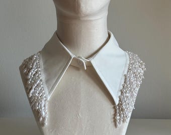 Pearl collar necklace for pullover, detachable collar necklace, fake shirt collar, elegant collar sewed with beads, beaded necklace collar