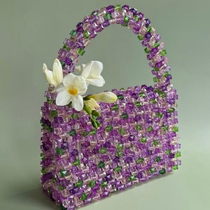 Bolso de cuentas de cristal, bolso de perlas, clutch de noche, bolso de moda brillante, bolso elegante de chica, bolso hecho de cuentas, bolso de verano, mini bolso
