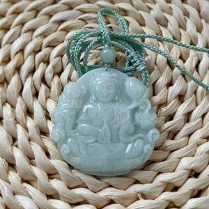 Guan Yin Light Green Type A Grade A Natural Jadeite Jade Fei Cui Pendant