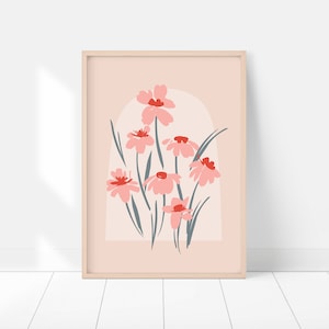 Flower Wall Decor, Printable Wall Art, Botanical Floral Room Print, Girls Nursery Wall Art, Boho Wall Art, Home Decor, Digital Download