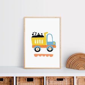 Construction Vehicles Print Set of 3 Three PRINTABLE WALL ART Truck Crane Digger Prints Toddler Boy Room Decor Instant Download image 5