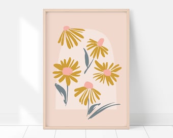 Botanical Wall Decor, Printable Wall Art, Mustard Baby Nursery Room, Bedroom Decor, Floral Printable Art, Floral Artwork, Digital Download