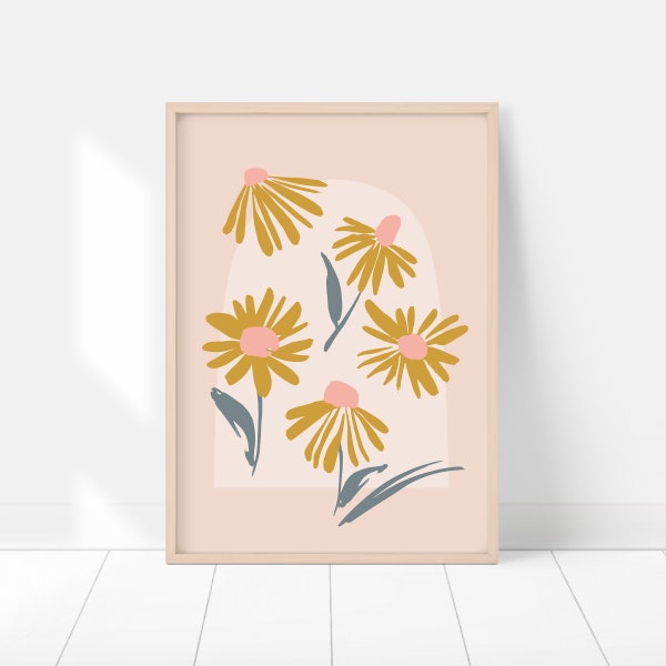 Botanical Wall Decor, Printable Wall Art, Mustard Baby Nursery Room, Bedroom Decor, Floral Printable Art, Floral Artwork, Digital Download