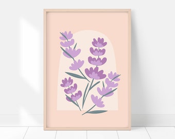 Floral Printable Art, Digital Download, Botanical Wall Decor, Purple Baby Nursery Room, Bedroom Decor, Lavender Floral Artwork, Kids Posters