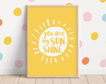 You are my Sunshine Quote Print || PRINTABLE WALL ART, Yellow Mustard Art Prints, Baby Nursery Room Print, Unisex Bedroom, Baby Shower Gift