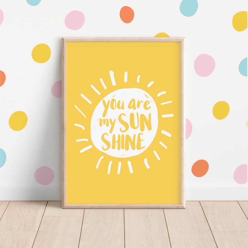 You are my Sunshine Quote Print PRINTABLE WALL ART, Yellow Mustard Art Prints, Baby Nursery Room Print, Unisex Bedroom, Baby Shower Gift image 1