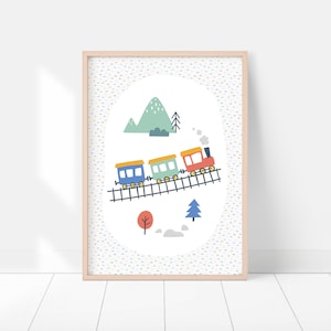 Train Wall Art, Printable Wall Art, Steam Locomotive, Transportation Decor, Boys Room Decor, Train Poster, DIGITAL DOWNLOAD