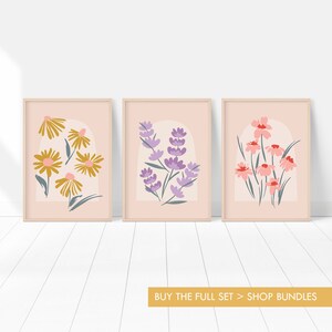 Floral Printable Art, Digital Download, Botanical Wall Decor, Purple Baby Nursery Room, Bedroom Decor, Lavender Floral Artwork, Kids Posters image 7