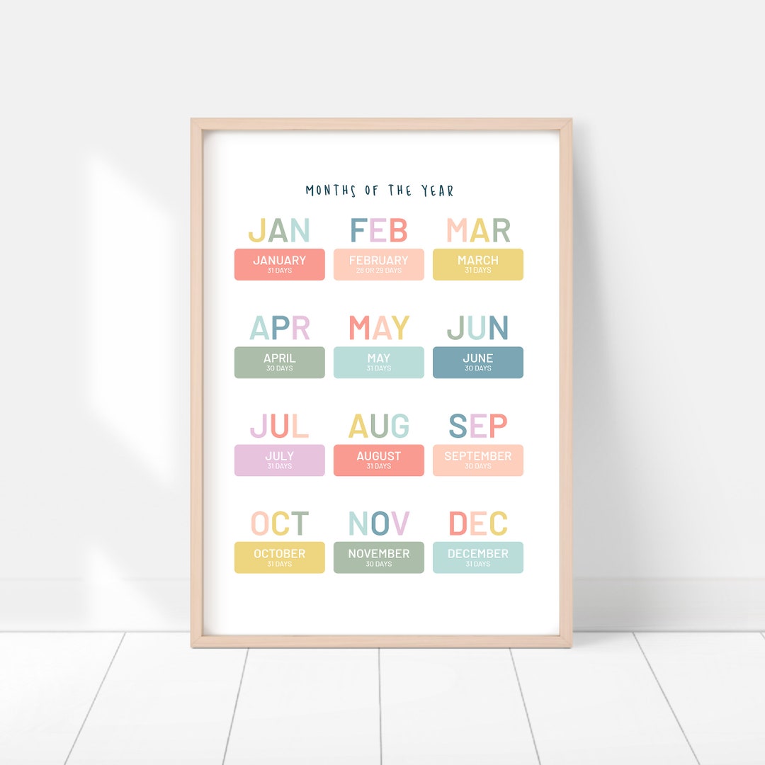 Educational Months of the Year Printable | Digital Download ...