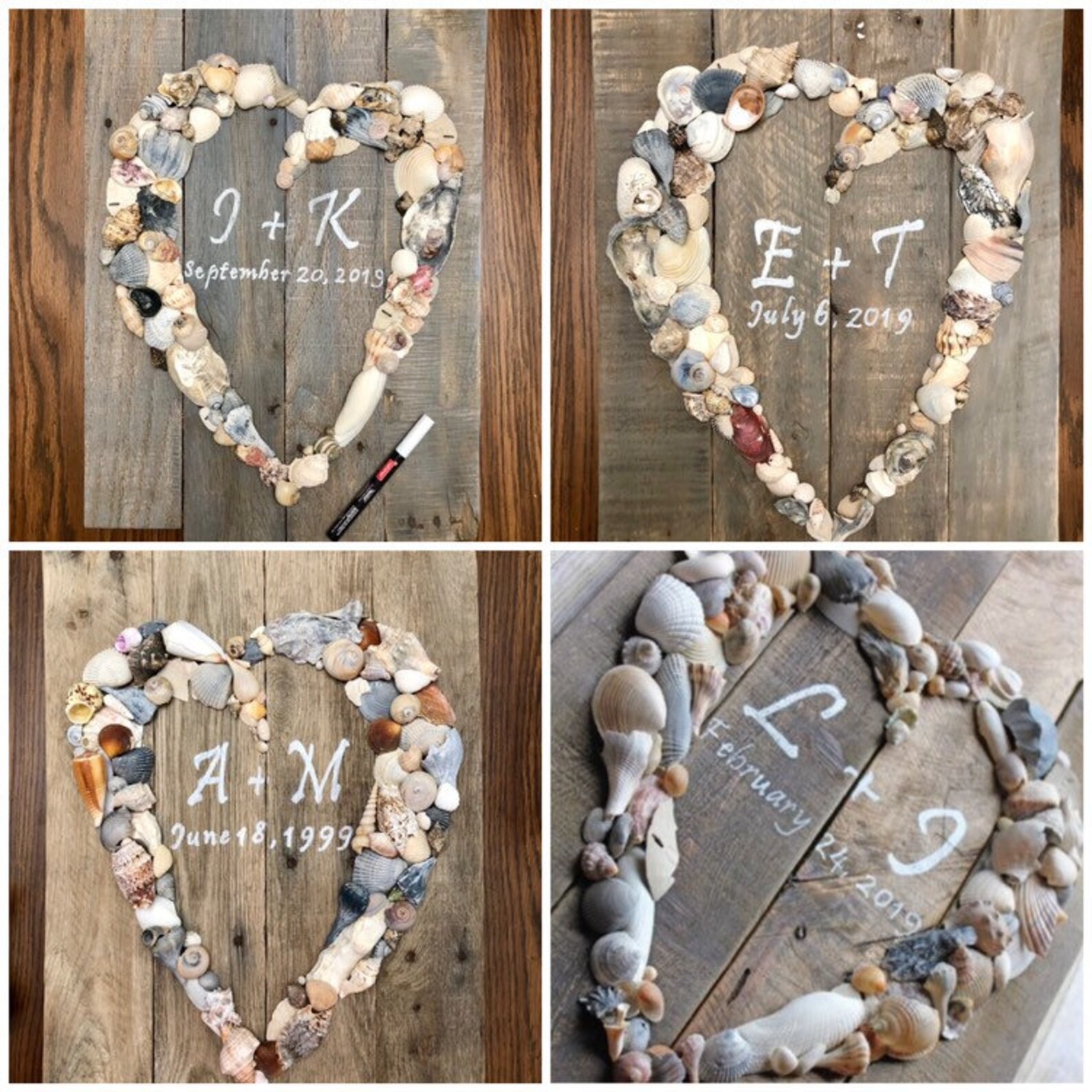 Shell Heart Sign- Beach Sign- Shell Art- Beach Wedding Sign ...