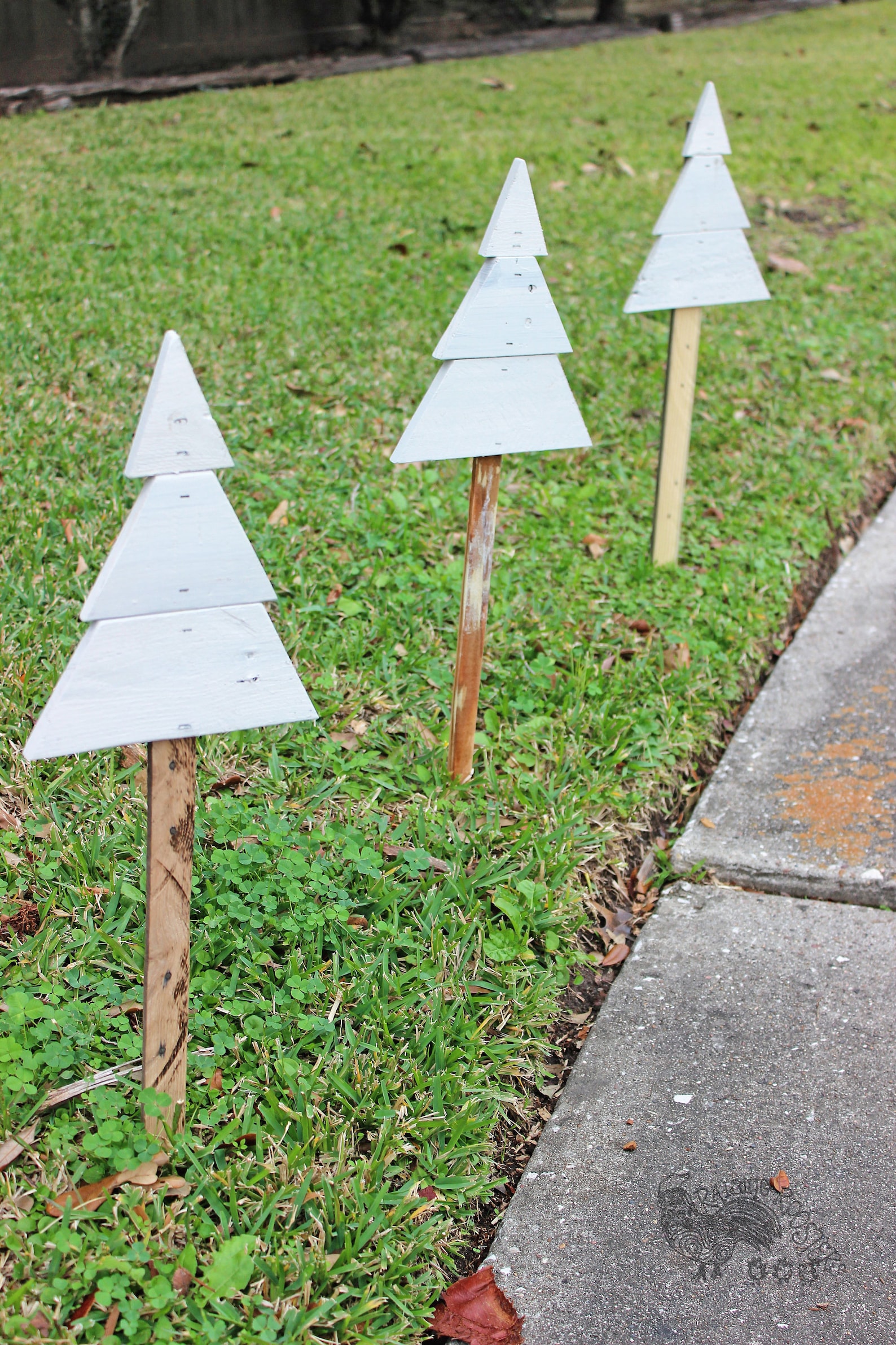 Christmas Tree Yard Stakes Outside Christmas Decorations Etsy