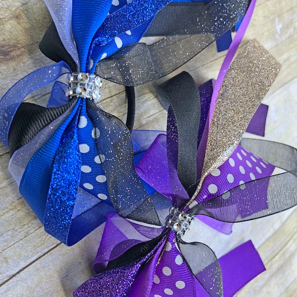 Glitter Ponytail Holder Streamer, Customized Bows, Cheer Bows, Softball Bows, Volleyball Bows, Team Hair Bows, Ponytail Hairbow