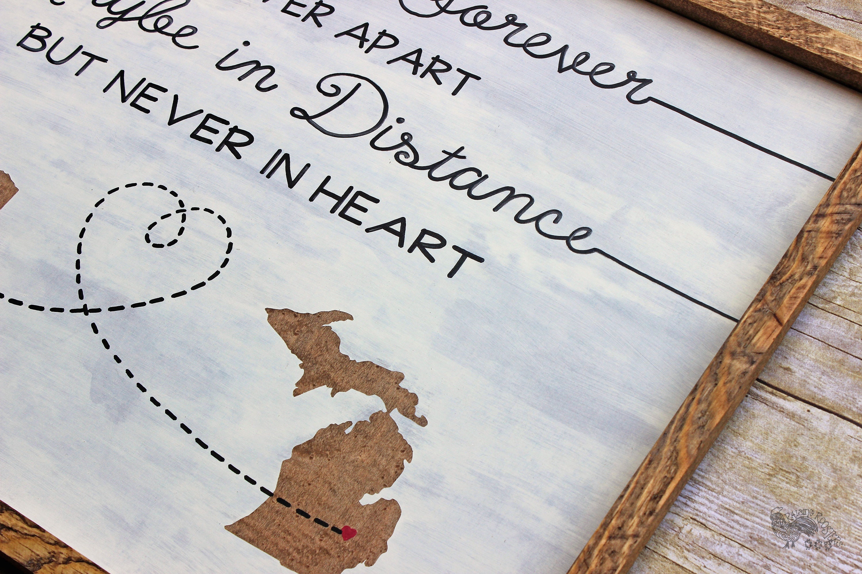 Long Distance Writing Sign Two State Long Distance Sign- Best Friends Sign- Wood State Family Sign ...