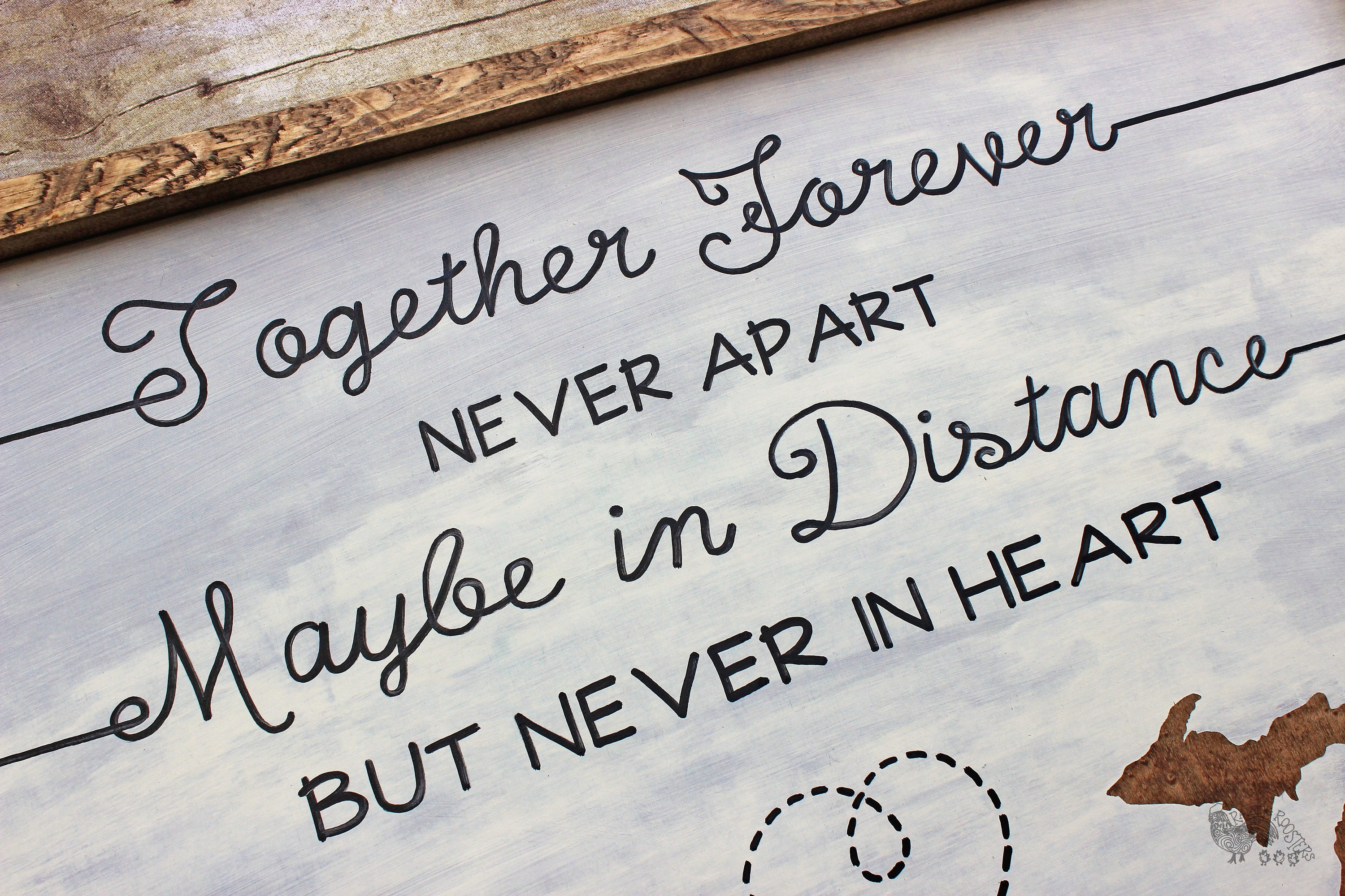 Long Distance Writing Sign Two State Long Distance Sign- Best Friends Sign- Wood State Family Sign ...