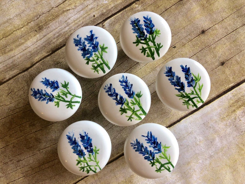 Handpainted on White Porcelain Knobs Etsy