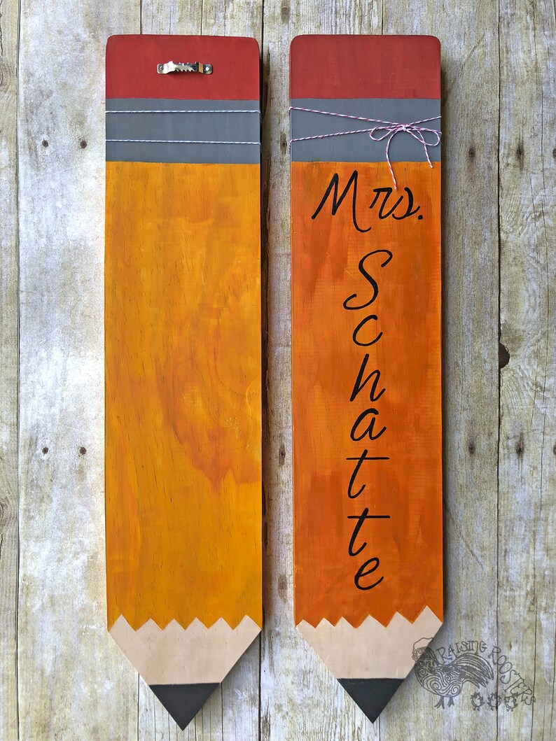 PERSONALIZED Teacher Pencil Wood Sign/ Large Wood Pencil/ Hand Etsy