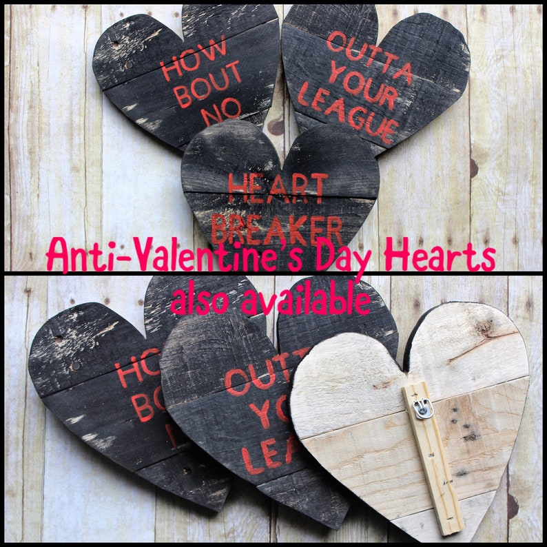 Conversation Hearts Wood Hearts Valentine's Day Decor Lawn Art Valentine Heart Stakes SET of 3 image 10
