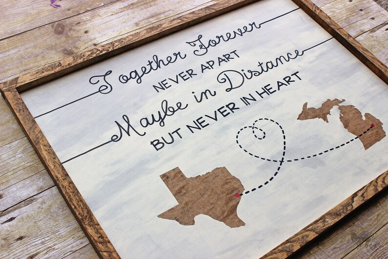 Two State Long Distance Sign Best Friends Sign Wood State - Etsy