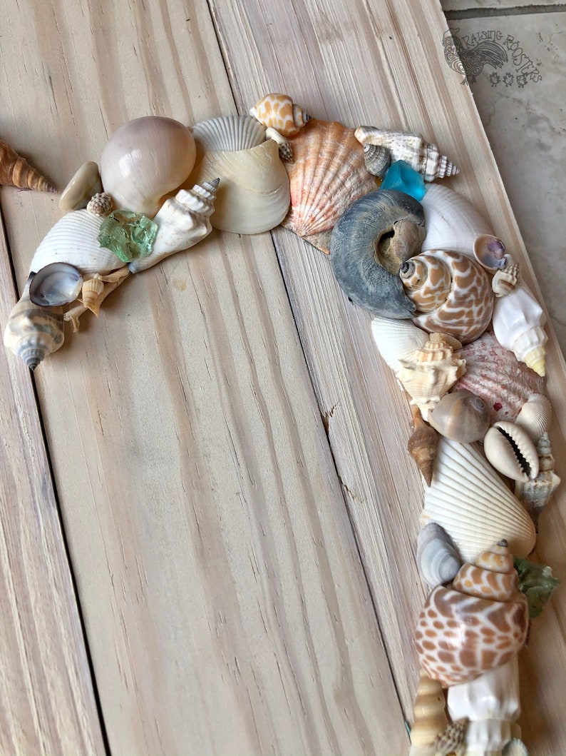 Shell Heart Sign Seaglass Beach Sign Shell Art Beach - Etsy