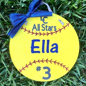 Softball Door Hanger- Softball Hotel Door Sign- Softball Door Sign- Softball Team Gift- Baseball/Basketball/Soccer/Volleyball also avail.