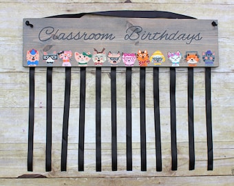 Classroom Birthday Calendar- Birthday Chart- Teacher Gift- Cat Sign- Teacher Appreciation Gift- Cat Themed Classroom