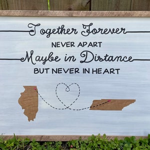 Two State Long Distance Sign- Best Friends Sign- Wood State Family Sign ...
