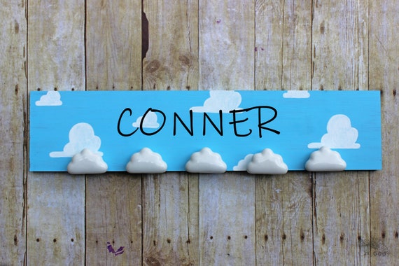 Wood Name Sign Holder Cloud Nursery Toy Theme Decor Andy S Room Decor Toy Room Play Room Baby Shower Gift